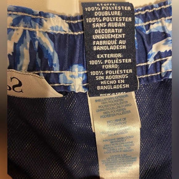 Chaps Swim Shorts Big Man Plus Size 3X Tropical Blue Side Pocket Y2K - Picture 4 of 10